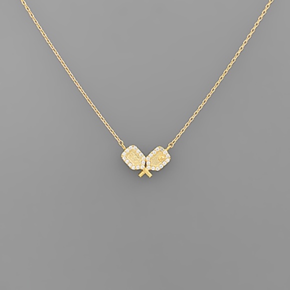 Pave Pickleball Pendant Necklace - Picture 1 of 2